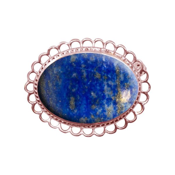 Rose Gold Lapis Oval Brooch