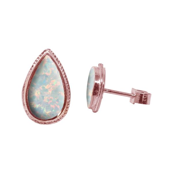 Rose Gold Opalite Sun Ice Stud Earrings