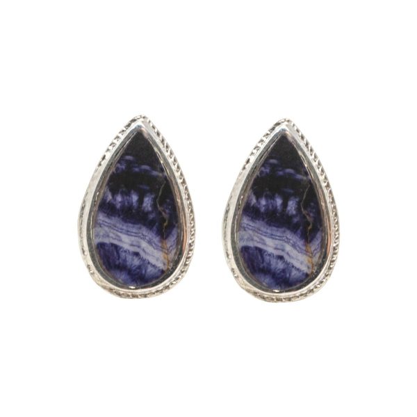 White Gold Blue John Stud Earrings