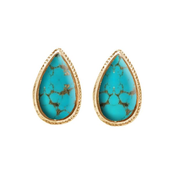 Gold Turquoise Stud Earrings