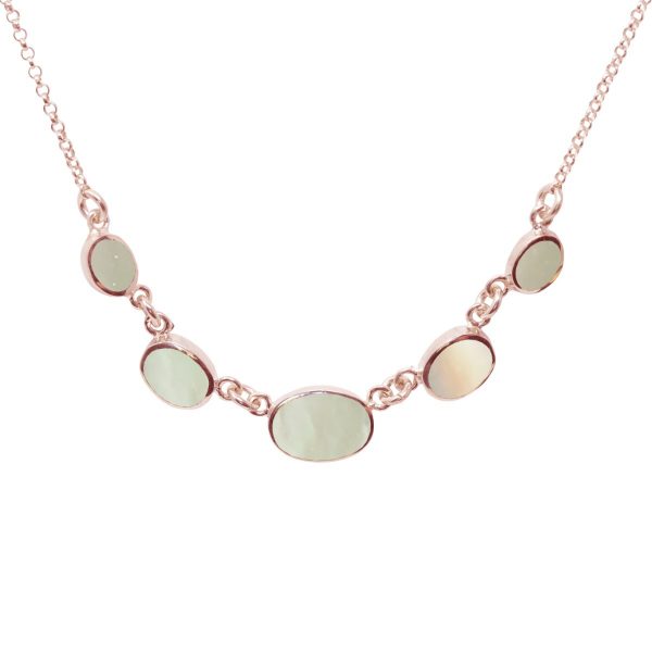 Rose Gold Mother of Pearl Five Stone Necklace