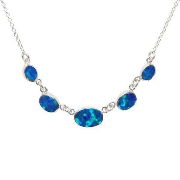 Silver Coablt Blue Five Stone Necklace