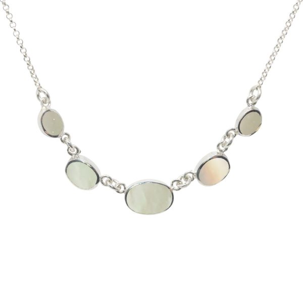 White Gold Mother of Pearl Five Stone Choker