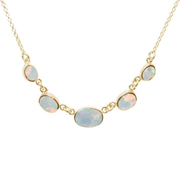 Yellow Gold Opalite Sun Ice Five Stone Necklace