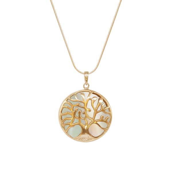 Yellow Gold Mother of Pearl Tree of Life Pendant