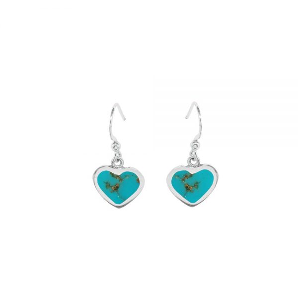 Silver Turquoise Heart Shaped Drop Earrings