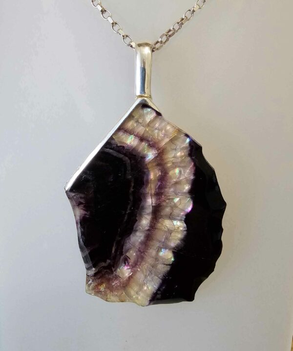 Striking Blue John & Solid Silver Pendant